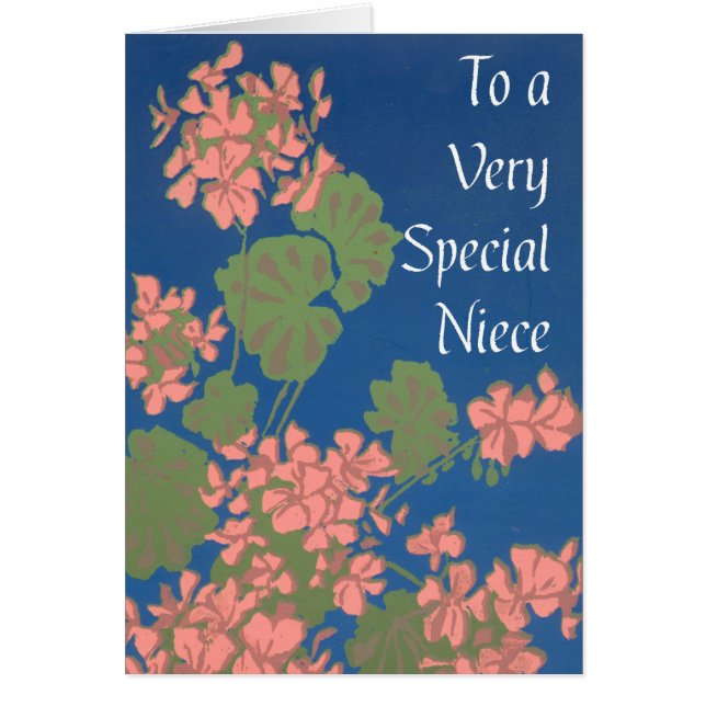 Lachs Pink Geranias auf Deep Blue für Nichte (Vorne)