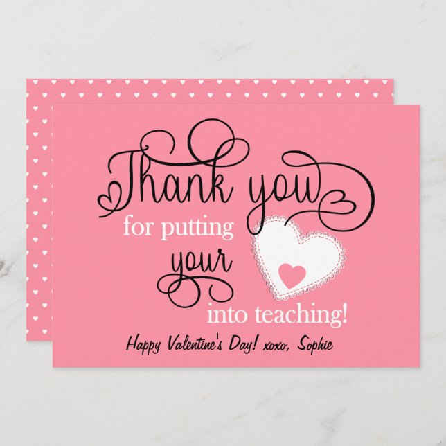 Lachs Pink-Lehrer-Valentinstag (Vorne/Hinten)