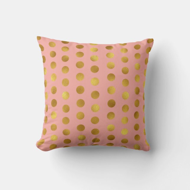 Lachs Pink Rose Gold Polka Big Dots Confetti Kissen (Vorderseite)