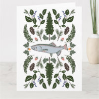 Lachs PNW Natur Tanne Farne Beeren Sammelfeier