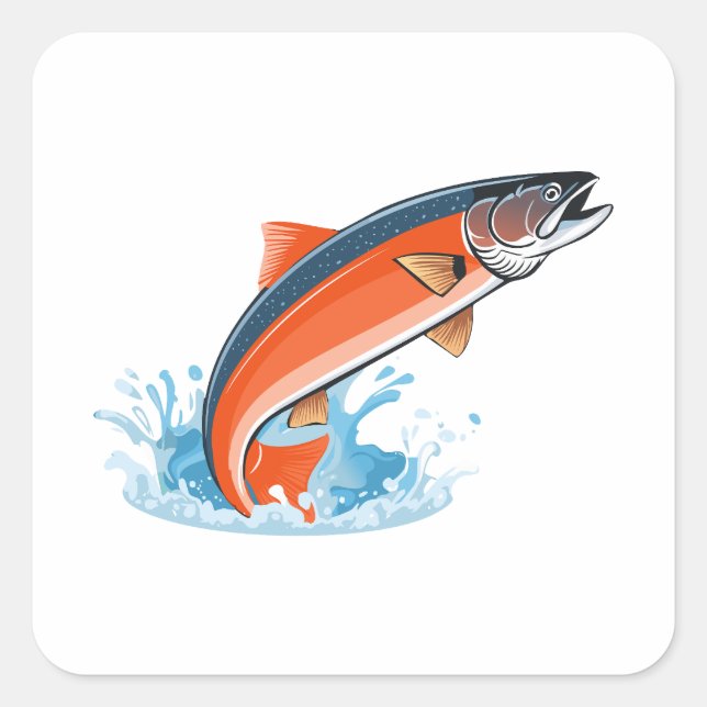 Lachs Quadratischer Aufkleber (Vorderseite)