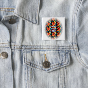 Lachs Rosa Blume Muster Button