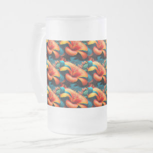 Lachs Rosa Blume Muster Mattglas Bierglas