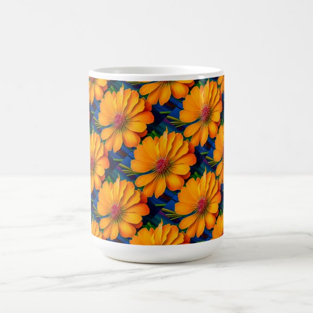Lachs Rosa Blumenmuster Kaffeetasse (Mittel)