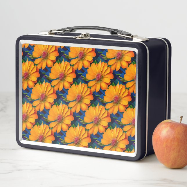 Lachs Rosa Blumenmuster Metall Brotdose (Beispiel)