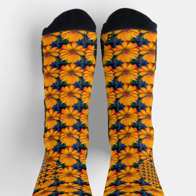 Lachs Rosa Blumenmuster Socken (Oben)