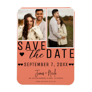 Lachs Rosa Save the Date 2 Foto Hochzeit Magnet