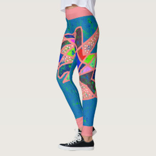 Lachs rosa und blau mit gemischten Farben Leggings