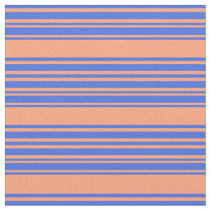 Lachs & Royal Blue Lined/Streifen Muster Stoff