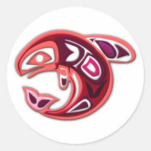Lachs salmon runder aufkleber
