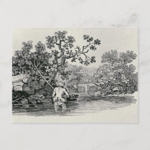 Lachs spielen postkarte