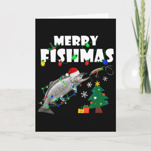 Lachs Steelhead Frohe Fischweihnacht Weihnachtskön Karte