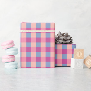 Lachs Strandschnecke Und Magenta Gingham Geschenkpapier