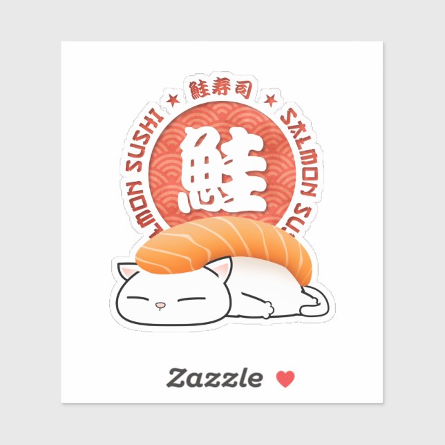 Lachs Sushi Cat Aufkleber (Blatt)