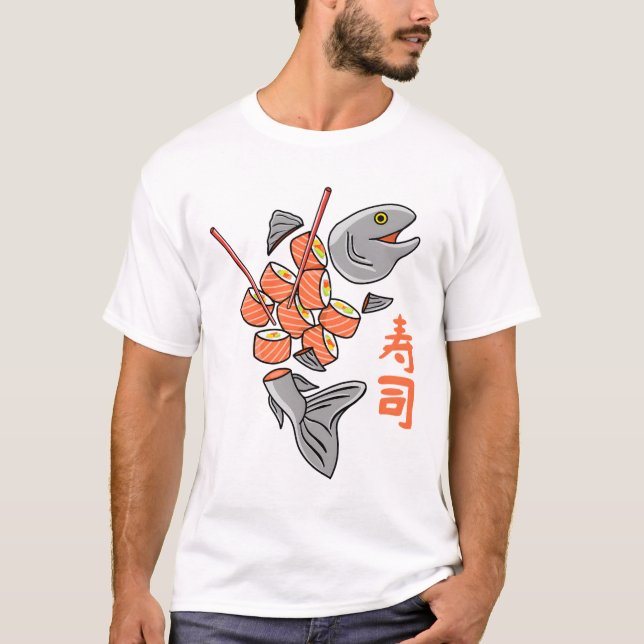 Lachs Sushi T-Shirt (Vorderseite)