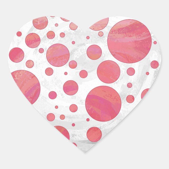 Lachs Swirl Dot Pattern Herz-Aufkleber (Vorderseite)