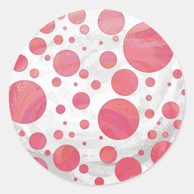 Lachs Swirl Dot Pattern Runder Aufkleber (Vorderseite)