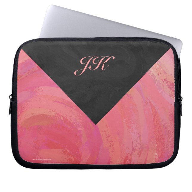 Lachs Swirl Monogramm Laptopschutzhülle (Vorderseite)