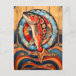 Lachs-Totem – Reise im Deco-Stil Postkarte