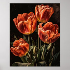 Lachs Tulip Blume Art Print Poster