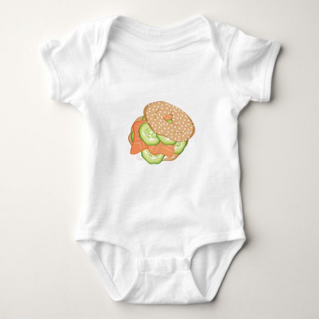 Lachs u. Bagel Baby Strampler (Vorderseite)