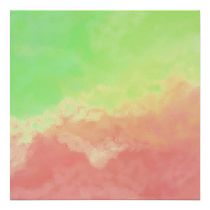 Lachs und Limone Abstrakte Wolken Poster