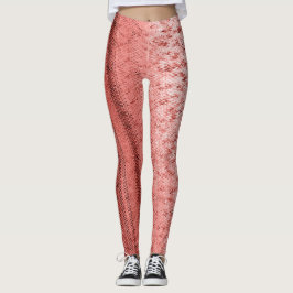Lachs-und Ziegelstein-Rot-Stickerei-gemusterte Leggings