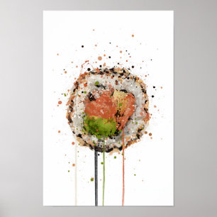 Lachs Uramaki Sushi Poster