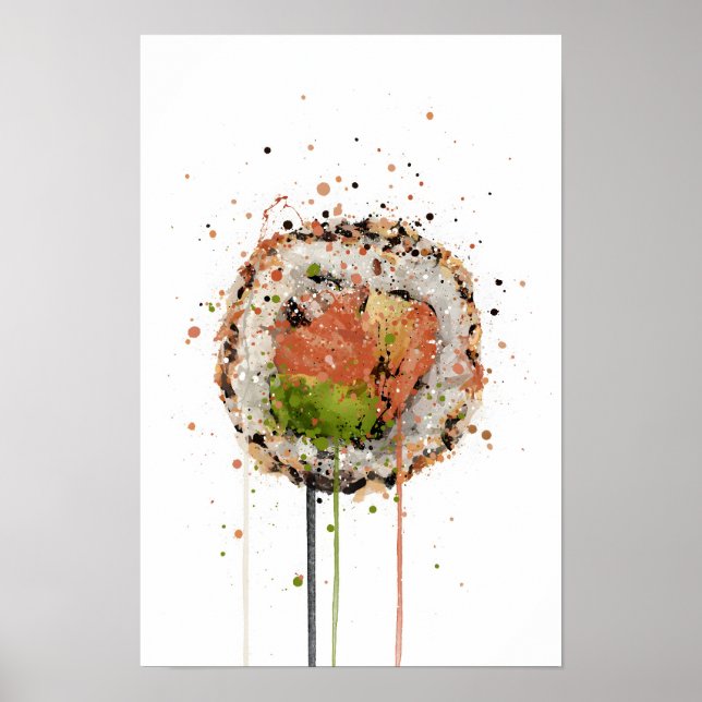 Lachs Uramaki Sushi Poster (Vorne)
