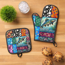 Lachs Verrückte Patchwork-Blumen-Whimsical Bunt
