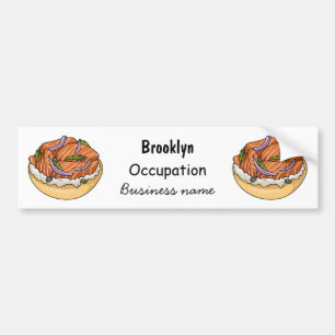 Lachsbagel-Cartoon Autoaufkleber