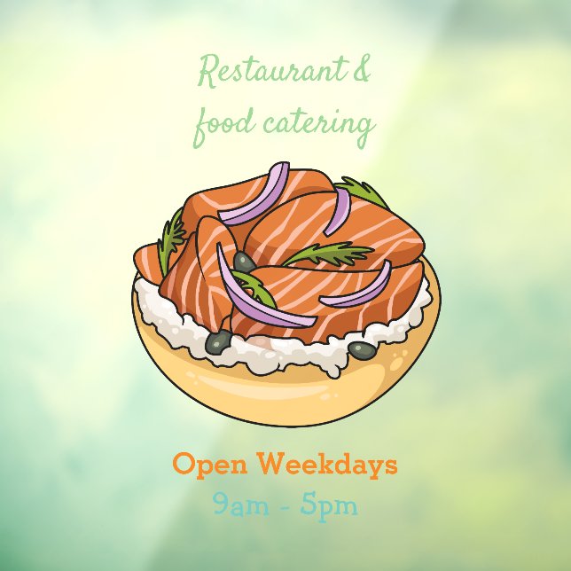 Lachsbagel-Cartoon Fensteraufkleber (Blatt 3)