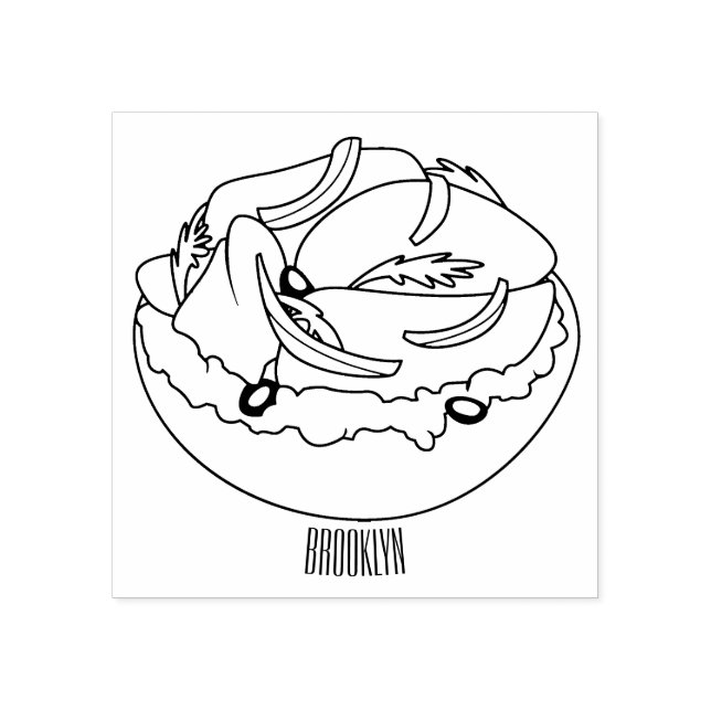 Lachsbagel-Cartoon Gummistempel (Prägung)