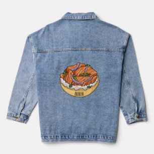 Lachsbagel-Cartoon Jeansjacke