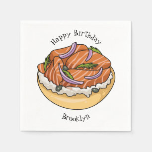 Lachsbagel-Cartoon Serviette