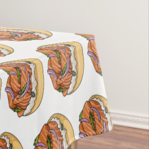 Lachsbagel-Cartoon Tischdecke