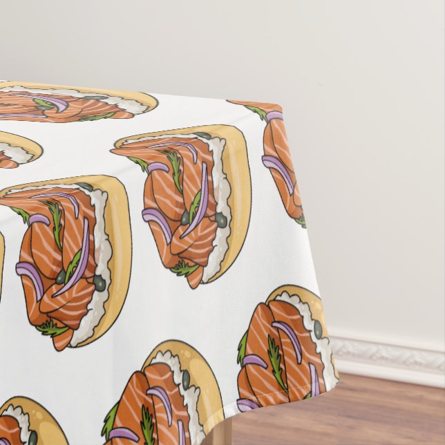 Lachsbagel-Cartoon Tischdecke (Beispiel)