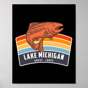Lachseangeln in den Großen Seen am Michigansee Poster
