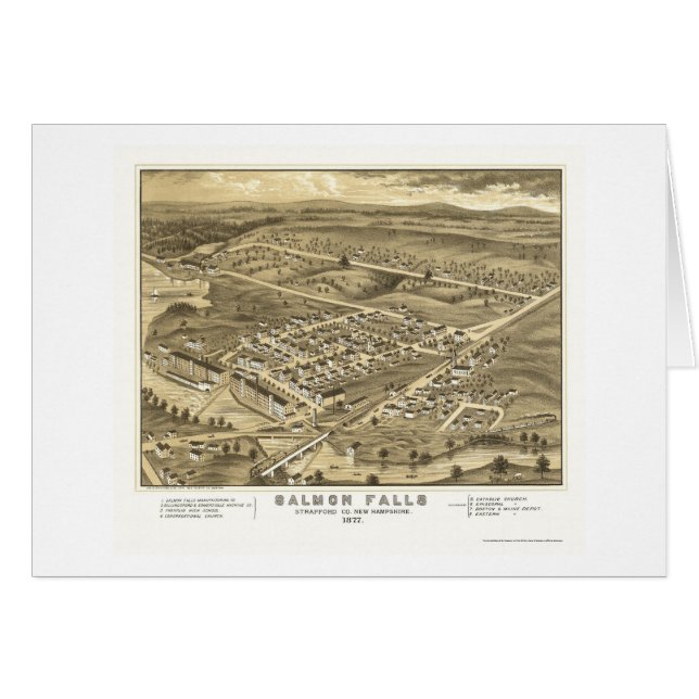 Lachsfälle, panoramische Karte NH - 1877 (Vorderseite (Horizontal))