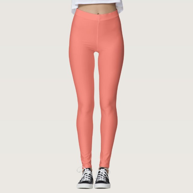 Lachsfarbe Einfarbig Leggings (Vorderseite)