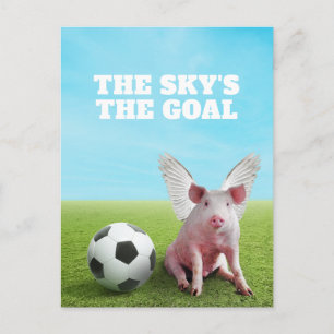 Lachsfarbenes fliegendes Schwein Fußball Lustiger Postkarte
