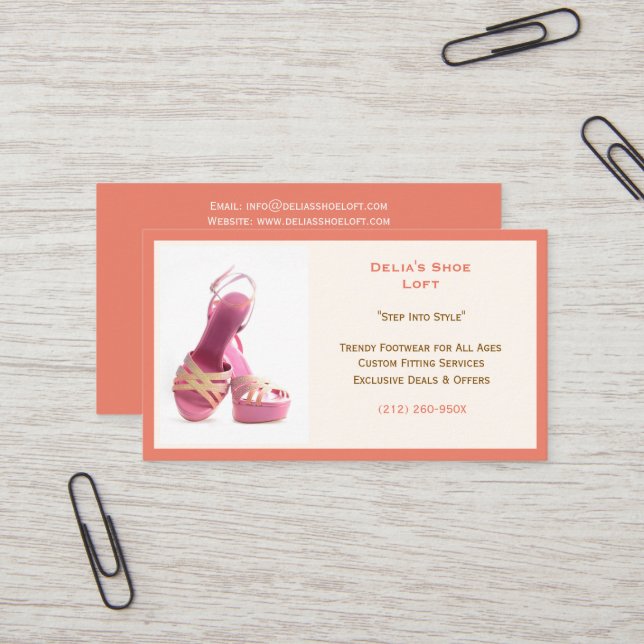 Lachsfashion Schuhe Pink High Heels Visitenkarte (Vorderseite/Rückseite Beispiel)