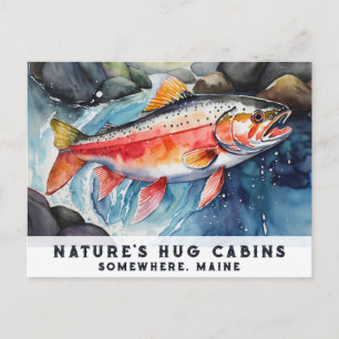*~* Lachsfisch Baden AP49 Malerei Maine Feiertagspostkarte