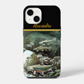 Lachsfische schwimmen unter dem Wasser Monogramm iPhone 14 Hülle