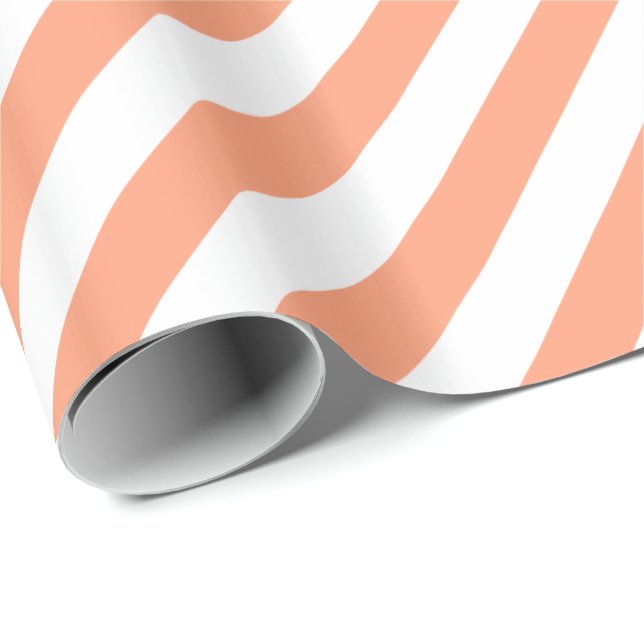Lachslachs Diagonal Strip Geschenkpapier (Rolleneckpunkt)