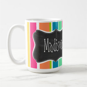 Lachsrosa & Meeresschaumgrün; Vintage-Schultafel Tasse