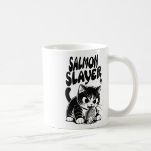 Lachsvernichter Lustige Katze Fischen Lachs Fisch  Kaffeetasse
