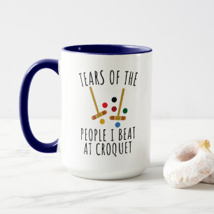 Lachtränen der Leute, die ich beim Krocket geschla Tasse