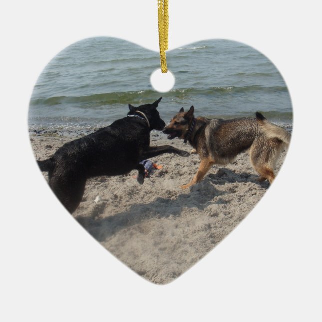 Lack-schwarzer Schäferhund Keramikornament (Vorne)