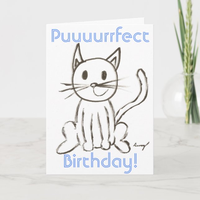 Lackierte Kitty "Puuurfect Birthday" Karte (Vorderseite)